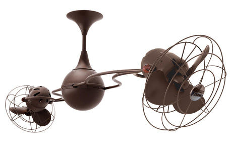Matthews Fan IV-BZZT-MTL Italo Ventania 360° dual headed rotational ceiling fan in bronzette finish with metal blades.