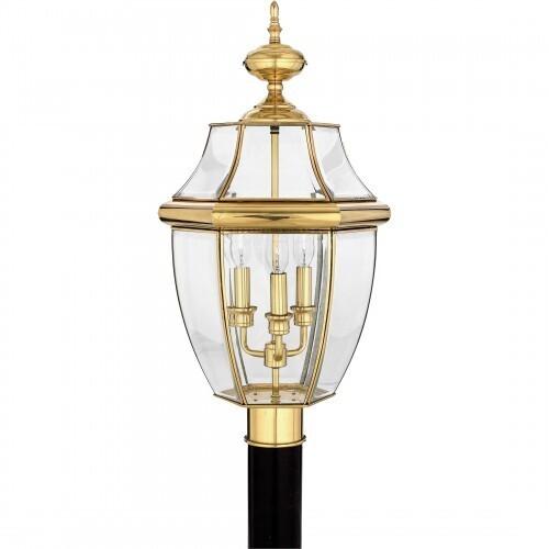 Quoizel NY9043B Newbury Outdoor post plsh brss 3l Outdoor Lantern