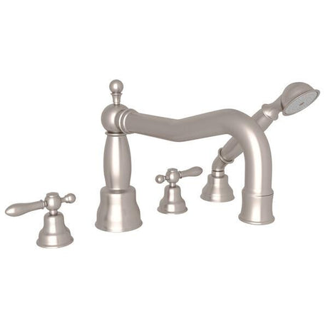 ROHL AC262LM-STN Arcana™ 4-Hole Deck Mount Tub Filler With Column Spout