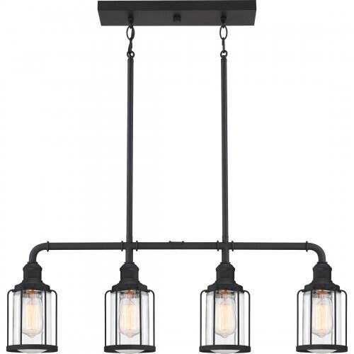 Quoizel LUD434EK Ludlow Linear chandelier 4 light earth black Island Light