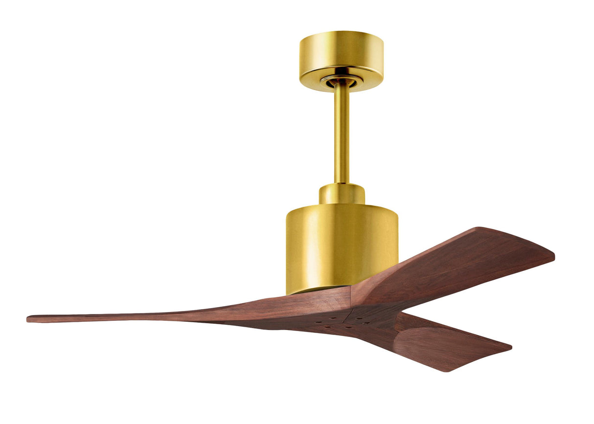 Matthews Fan NK-BRBR-WA-42 Nan 6-speed ceiling fan in Brushed Brass finish with 42” solid walnut tone wood blades