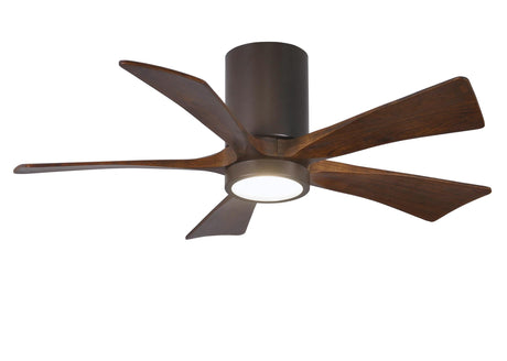 Matthews Fan IR5HLK-TB-WA-42 IR5HLK five-blade flush mount paddle fan in Textured Bronze finish with 42” solid walnut tone blades and integrated LED light kit.