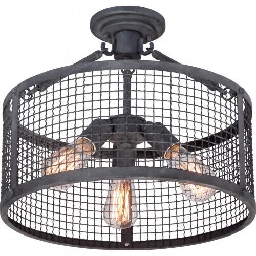Quoizel WLR1716MB Wilder 3lt semi flush 16" mottled black Semi-Flush Mount
