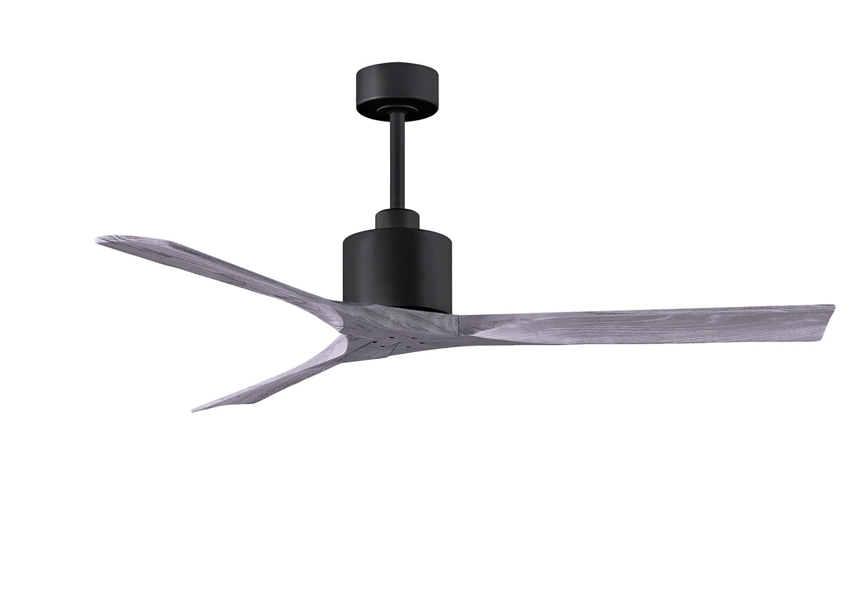 Matthews Fan NK-BK-BW-60 Nan 6-speed ceiling fan in Matte Black finish with 60” solid barn wood tone wood blades