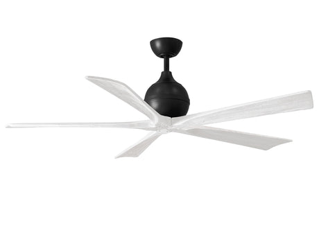 Matthews Fan IR5-BK-MWH-60 Irene-5 five-blade paddle fan in Matte Black finish with 60" solid matte white wood blades.