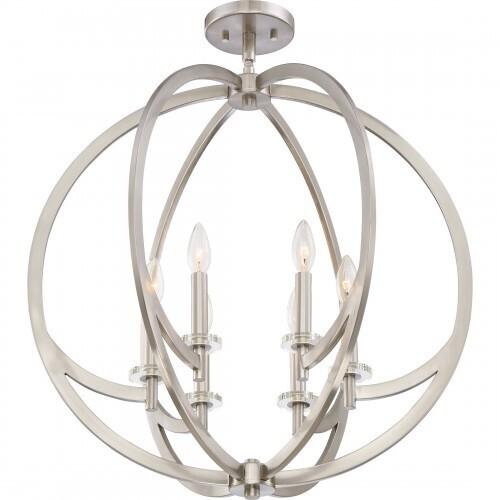 Quoizel ON2824BN Orion Pendant brushed nickel 6lts Pendant
