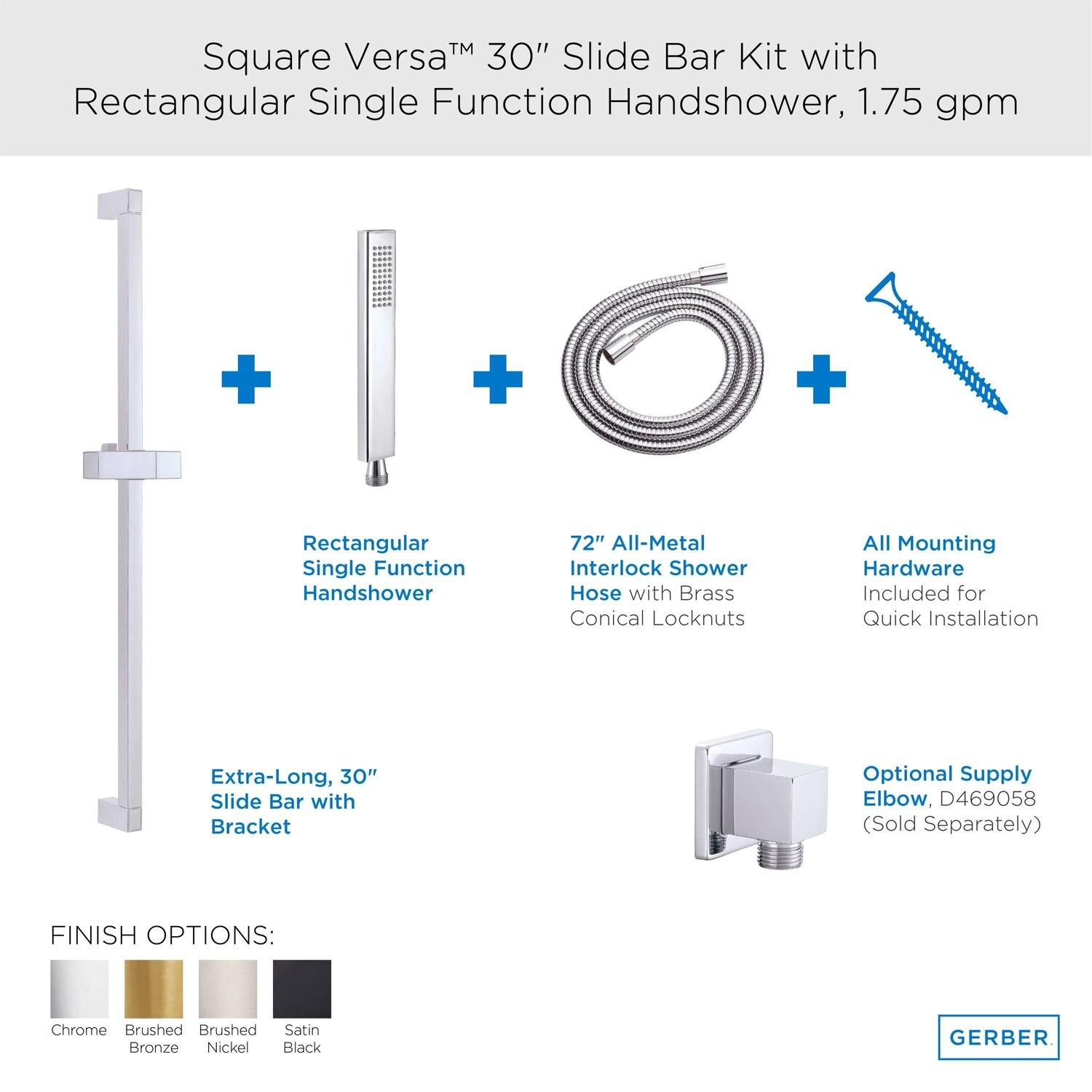 Gerber D462726BB Versa Square 30" Slide Bar Assembly With Single Function RECTAN...