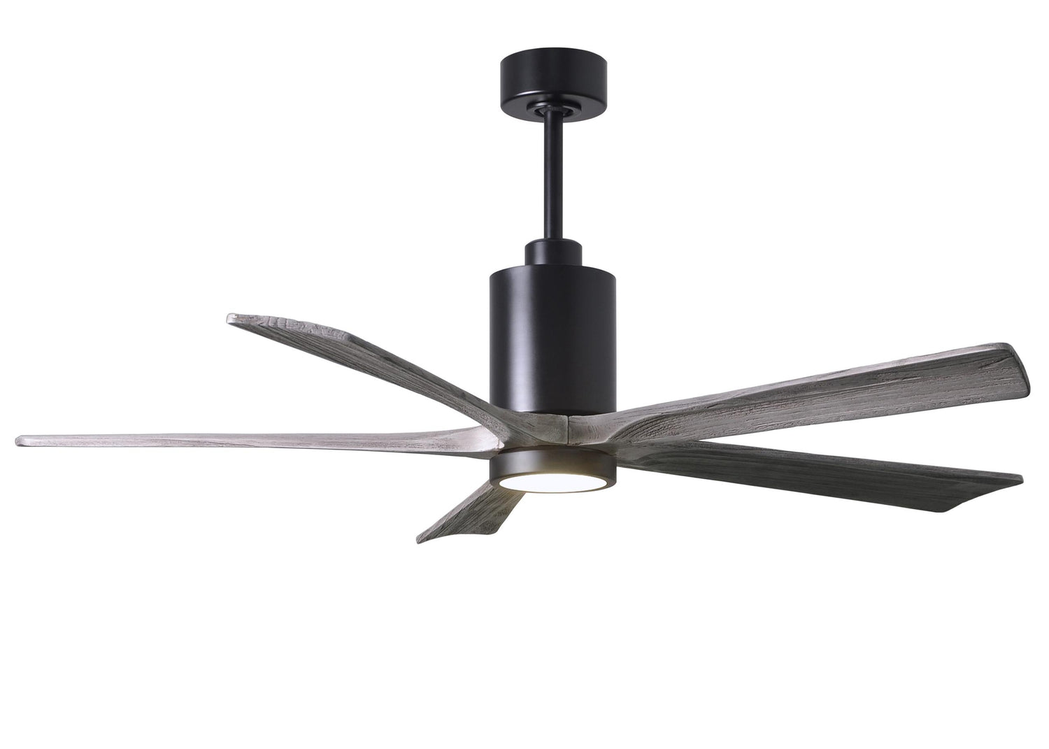 Matthews Fan PA5-BK-BW-60 Patricia-5 five-blade ceiling fan in Matte Black finish with 60” solid barn wood tone blades and dimmable LED light kit