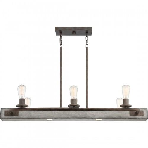 Quoizel MVL642IN Melville Linear chandelier 6 light iron gate Island Light