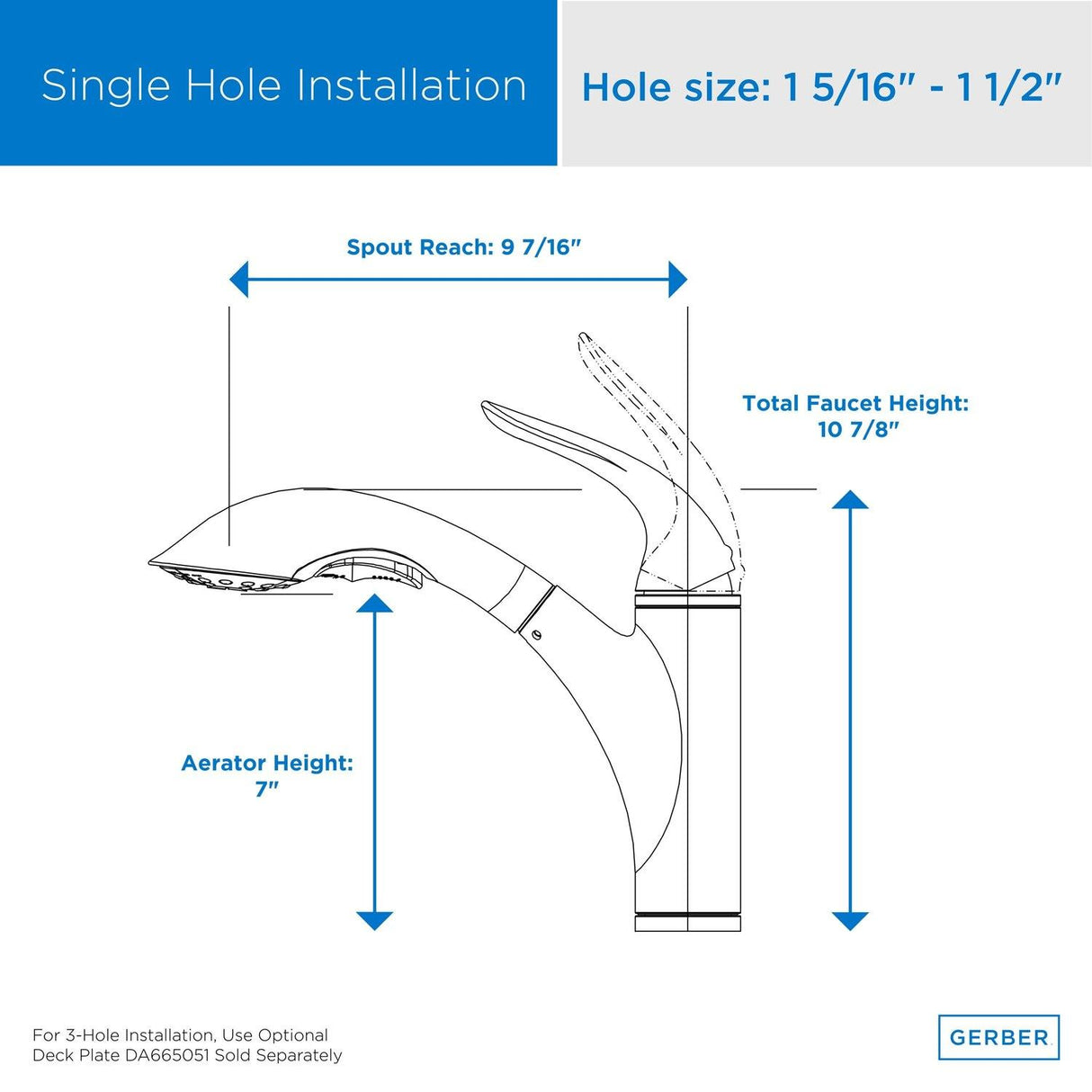 Gerber D455221 Chrome Antioch Single Handle Pull-out Kitchen Faucet