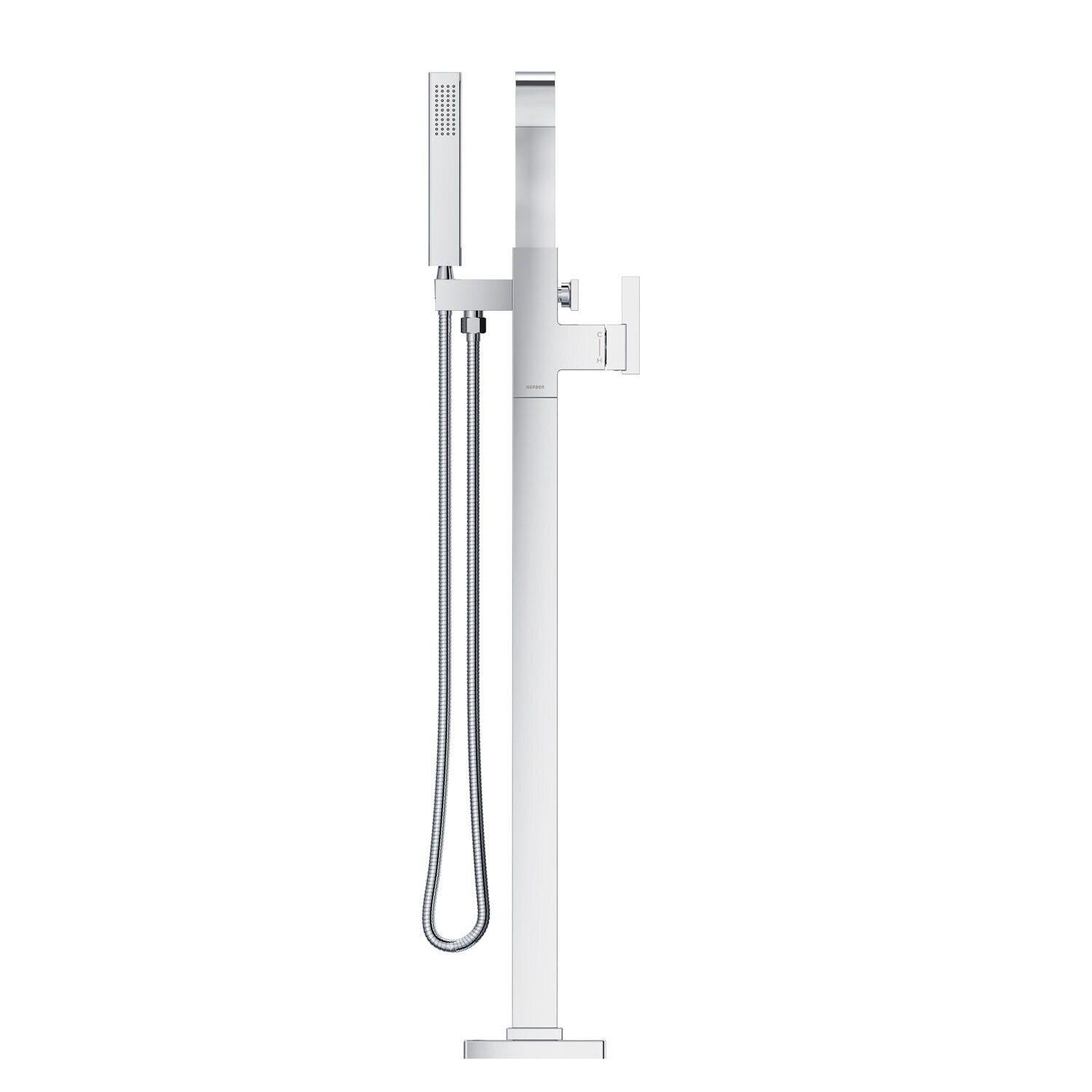 Gerber D300544BST Satin Black Square Floor Mount Tub Filler Trim Kit With Handshower