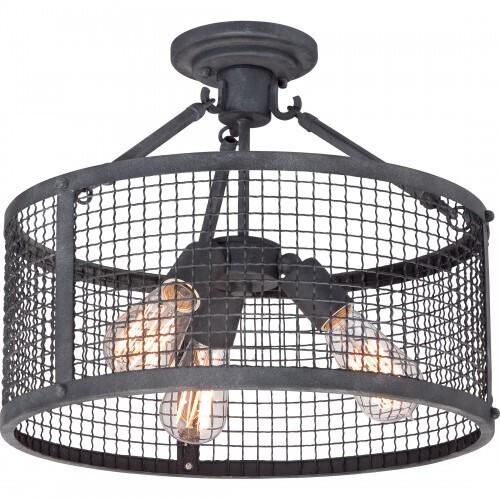 Quoizel WLR1716MB Wilder 3lt semi flush 16" mottled black Semi-Flush Mount