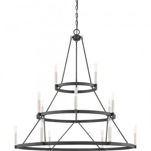 Quoizel DOR5015MB Doran 12 light chandelier mottled black Chandelier