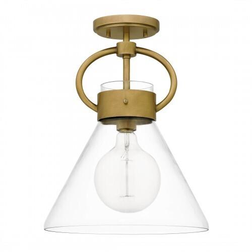 Quoizel WBS1712WS Webster Semi flush 1 light weathered brass Semi-Flush Mount