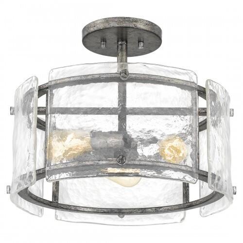 Quoizel FTS1716MM Fortress Semi-flush mount 3 light mottled silver Semi-Flush Mount