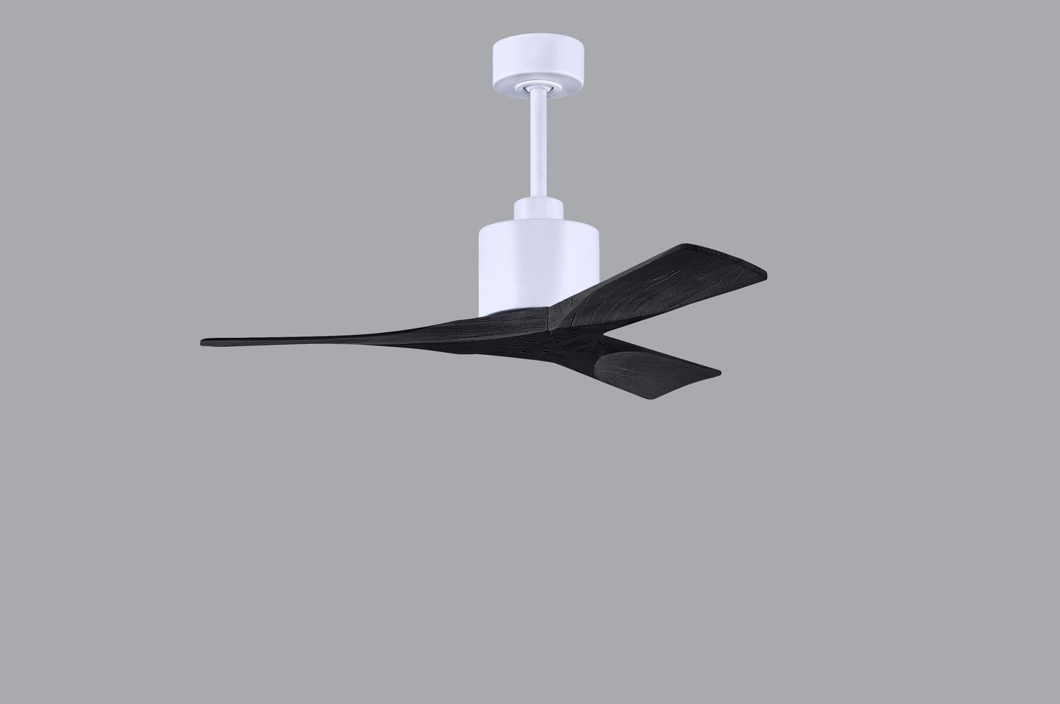 Matthews Fan NK-MWH-BK-42 Nan 6-speed ceiling fan in Matte White finish with 42” solid matte black wood blades