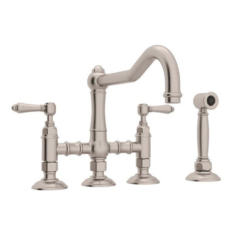 ROHL A1458LMWSSTN-2 Acqui® Bridge Kitchen Faucet With Side Spray
