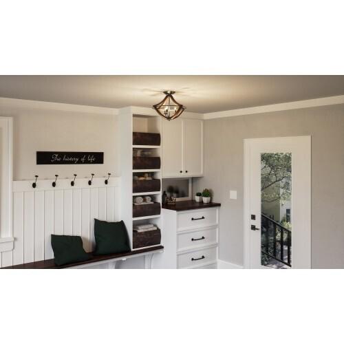 Quoizel SHR1716RK Shire 3 light semi flush rustic black Flush Mount