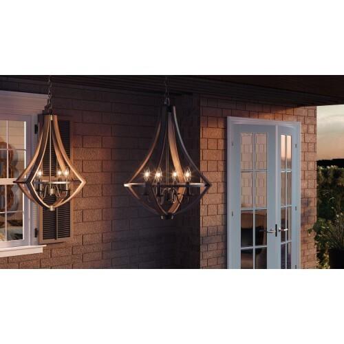 Quoizel SHR2818RK Shire 4 light pendant rustic black Chandelier