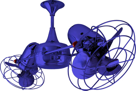 Matthews Fan DD-BLUE-MTL Duplo Dinamico 360” rotational dual head ceiling fan in Safira (Blue) finish with metal blades.