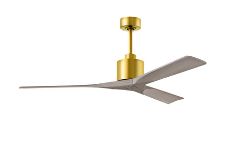 Matthews Fan NK-BRBR-GA-60 Nan 6-speed ceiling fan in Brushed Brass finish with 60” solid gray ash tone wood blades