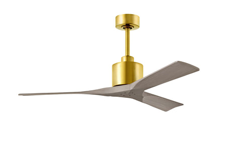 Matthews Fan NK-BRBR-GA-52 Nan 6-speed ceiling fan in Brushed Brass finish with 52” solid gray ash tone wood blades