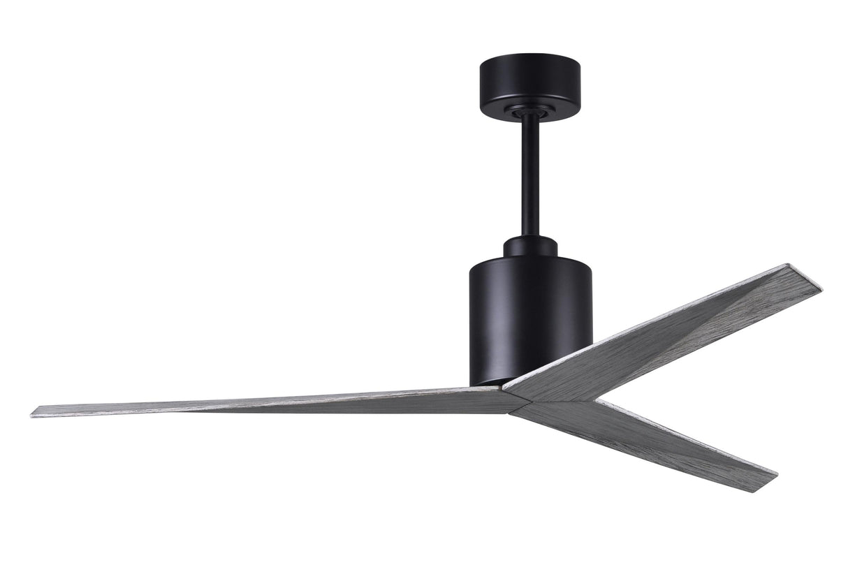 Matthews Fan EK-BK-BW Eliza 3-blade paddle fan in Matte Black finish with barn wood all-weather ABS blades. Optimized for wet locations.