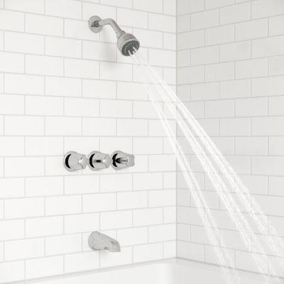 Polished Chrome Pfister 3-handle Tub & Shower Faucet With Metal KNO... LG01-3110