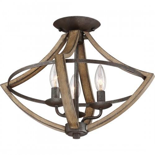 Quoizel SHR1716RK Shire 3 light semi flush rustic black Flush Mount