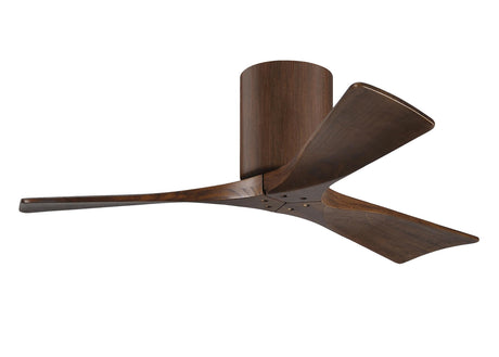 Matthews Fan IR3H-WN-WA-42 Irene-3H three-blade flush mount paddle fan in Walnut finish with 42” solid walnut tone blades. 