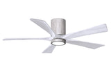 Matthews Fan IR5HLK-BW-MWH-52 IR5HLK five-blade flush mount paddle fan in Barn Wood finish with 52” solid matte white wood blades and integrated LED light kit.