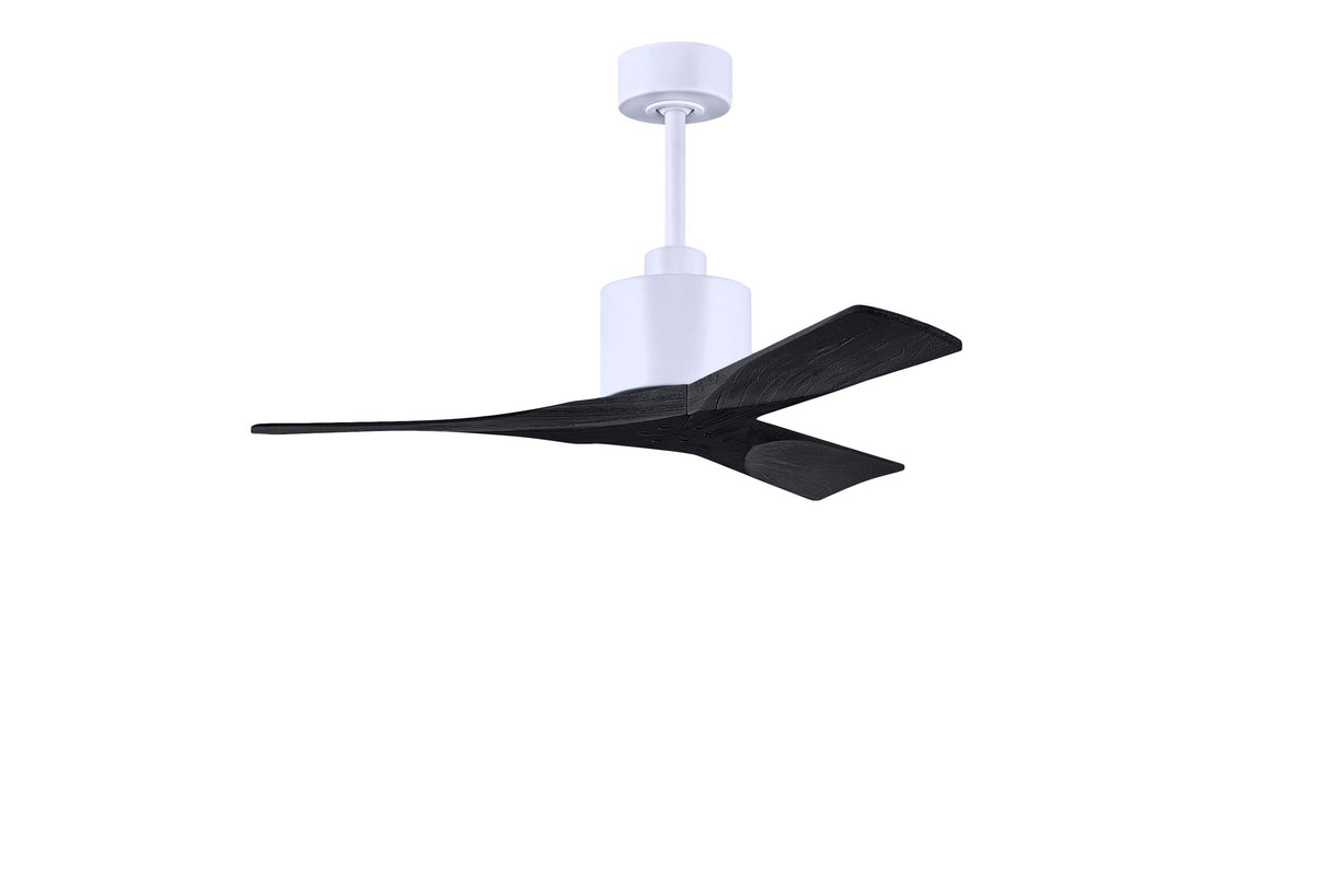 Matthews Fan NK-MWH-BK-42 Nan 6-speed ceiling fan in Matte White finish with 42” solid matte black wood blades