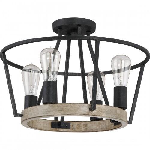 Quoizel BRT1717GK Brockton 4 light semi flush grey ash Semi-Flush Mount