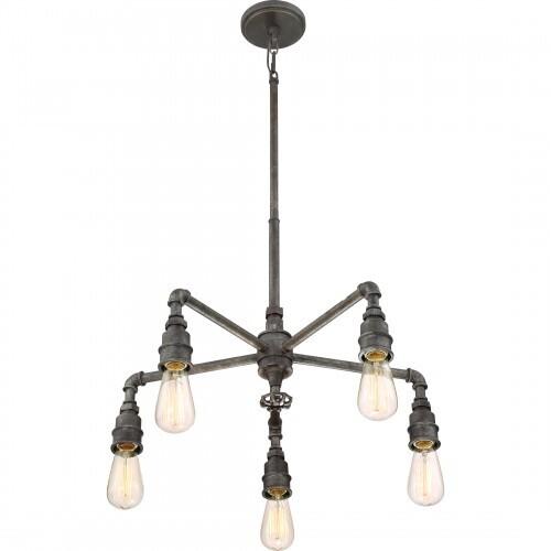 Quoizel SQR5005RK Squire 5 light chandelier rustic blk Chandelier