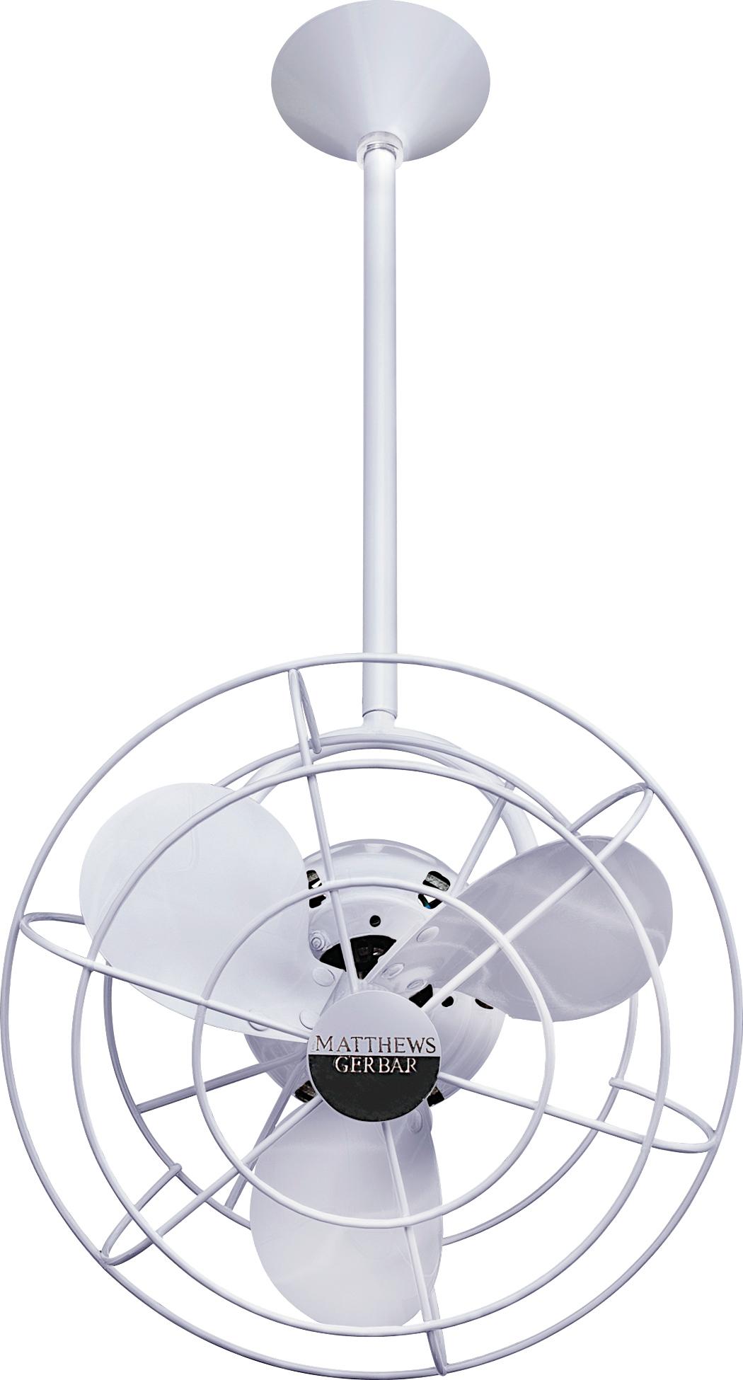 Matthews Fan BD-WH-MTL Bianca Direcional ceiling fan in Gloss White finish with metal blades.