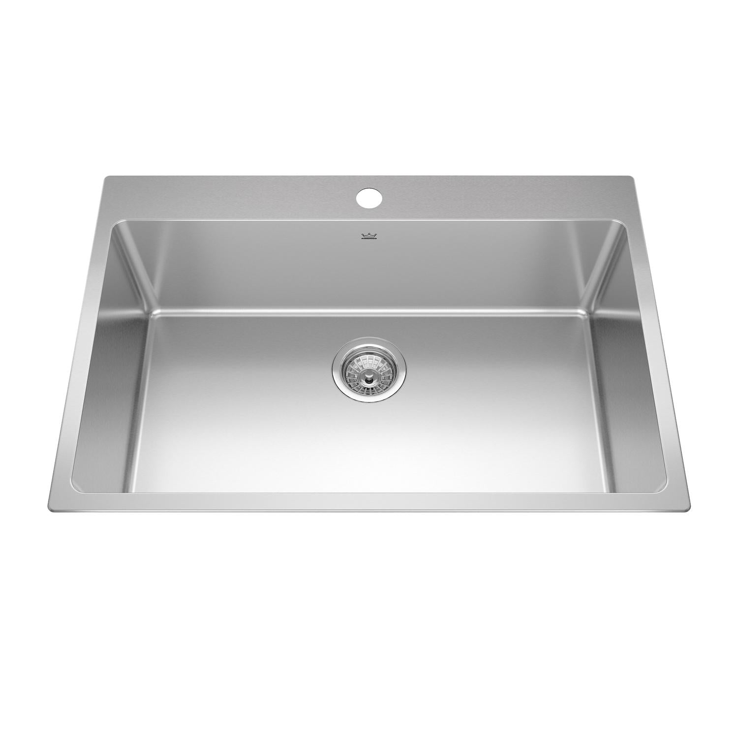 KINDRED BSL2131-9-1N Brookmore 31-in LR x 20.9-in FB x 9-in DP Drop in Single Bowl Stainless Steel Sink In Commercial Satin Finish