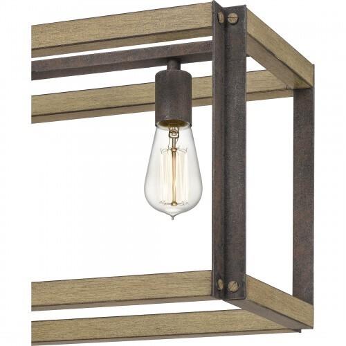 Quoizel FNN542RK Finn Linear chandelier 5 light rustic black Island Light