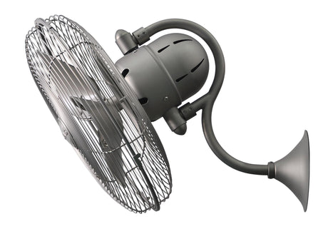 Matthews Fan LL-BN Laura 90° oscillating 3-speed wall fan in brushed nickel finish.