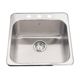 KINDRED QSL2020-8-3N Steel Queen 20-in LR x 20.5-in FB x 8-in DP Drop In Single Bowl 3-Hole Stainless Steel Kitchen Sink In Satin Finished Bowl with Mirror Finished Rim