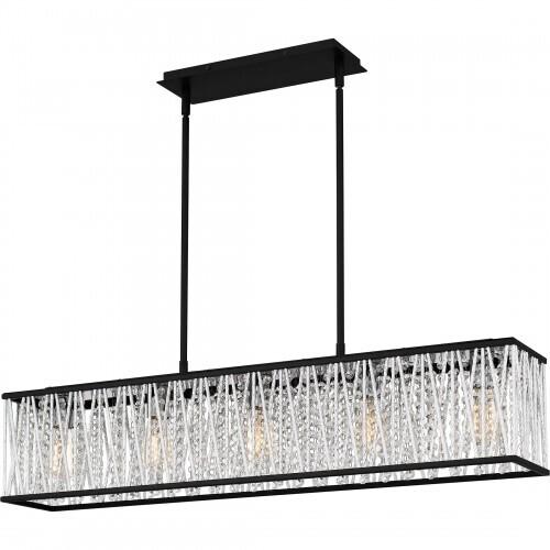 Quoizel PCCET538MBK Celeste Linear chandelier 5 lights matte black. Island Light
