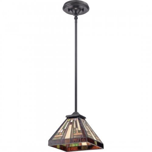 Quoizel TFST1508VB Stephen Tiffany mini pendant 8"sq vintage bronze Mini Pendant