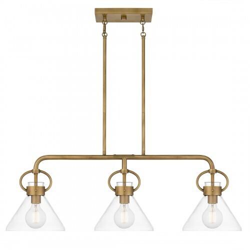 Quoizel WBS136WS Webster Linear chandelier 3 lights weathered br Island Light