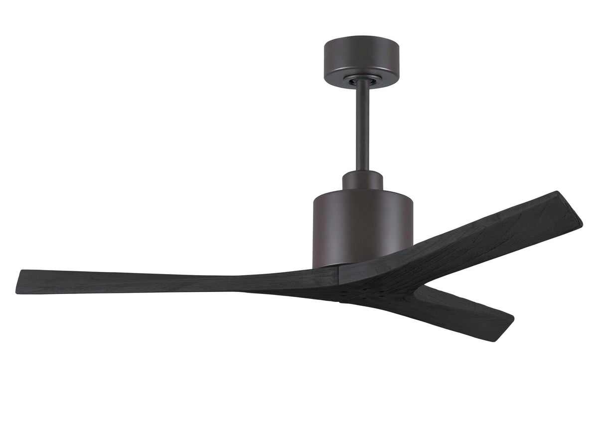 Matthews Fan MW-TB-BK-52 Mollywood 6-speed contemporary ceiling fan in Textured Bronze finish with 52” solid matte black wood blades