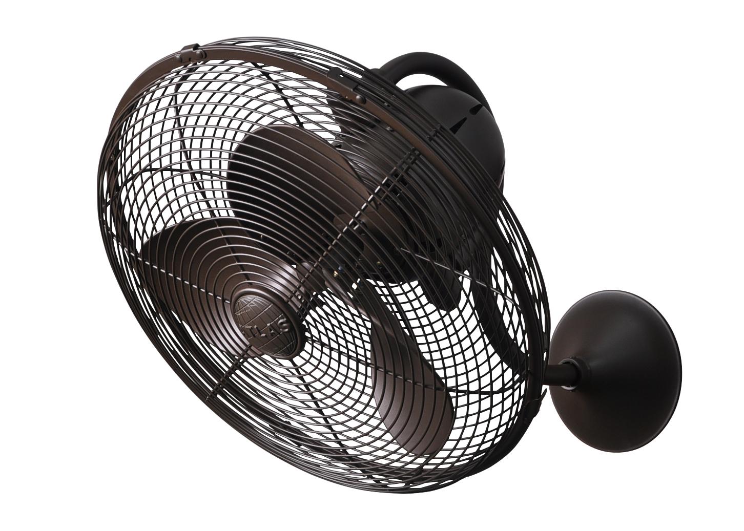 Matthews Fan LL-TB Laura 90° oscillating 3-speed wall fan in textured bronzed finish.