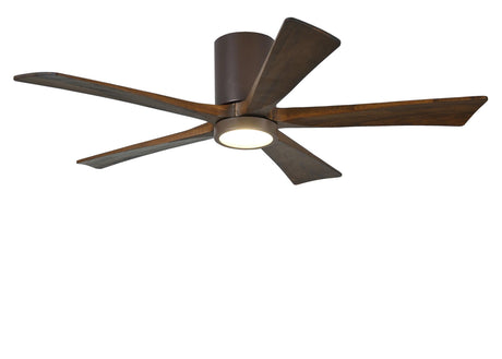 Matthews Fan IR5HLK-TB-WA-52 IR5HLK five-blade flush mount paddle fan in Textured Bronze finish with 52” solid walnut tone blades and integrated LED light kit.