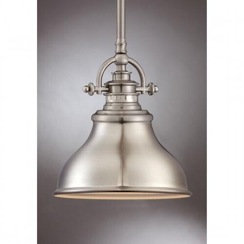 Quoizel ER1508BN Emery Vintage Mini Pendant Lighting, 1-Light, 100 Watts, Brushed Nickel (9" H x 8" W)