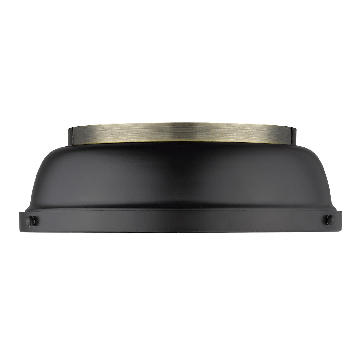 Duncan 14" Flush Mount in Aged Brass with a Matte Black Shade