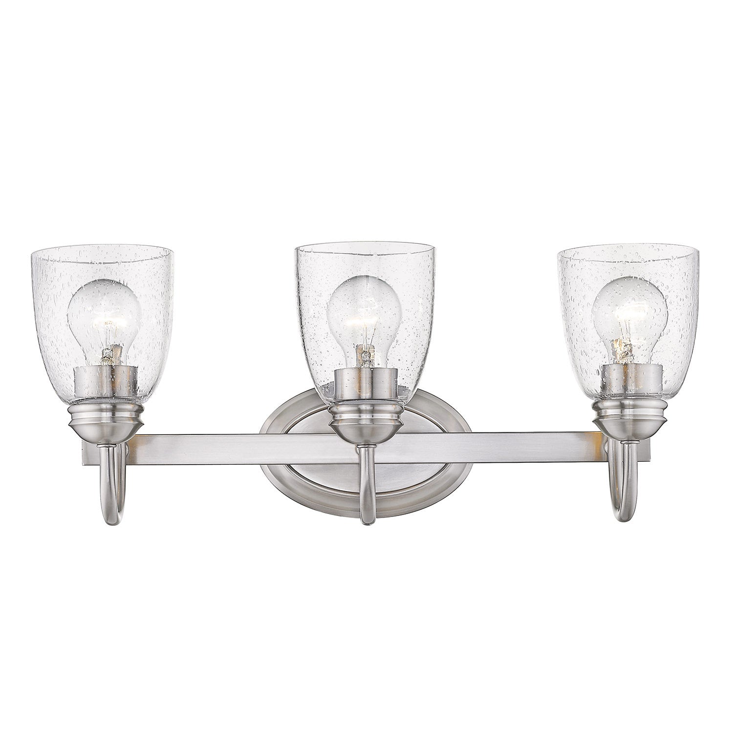 Parrish 3 Light Bath Vanity in Pewter with Seeded Glass