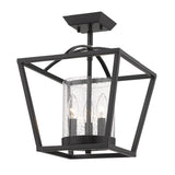 Mercer Mini Chandelier in Matte Black with Matte Black accents and Seeded Glass
