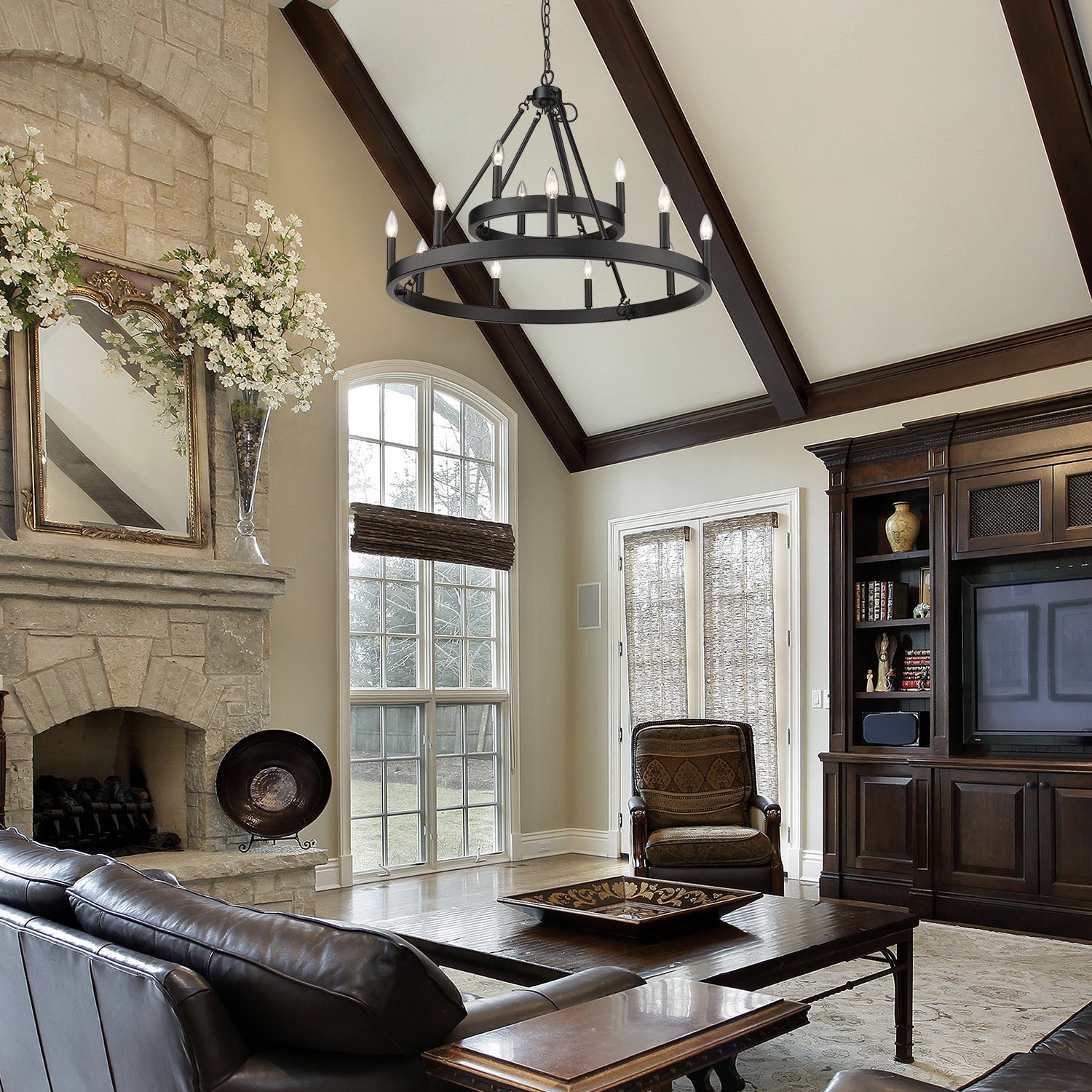 Alastair 2 Tier 3+9 Light Chandelier in Matte Black